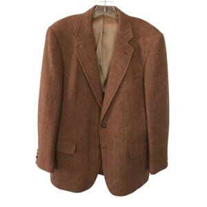 Harris Tweed Men Size 44 LONG 44L Copper Vintage Herringbone Wool Blazer Jacket